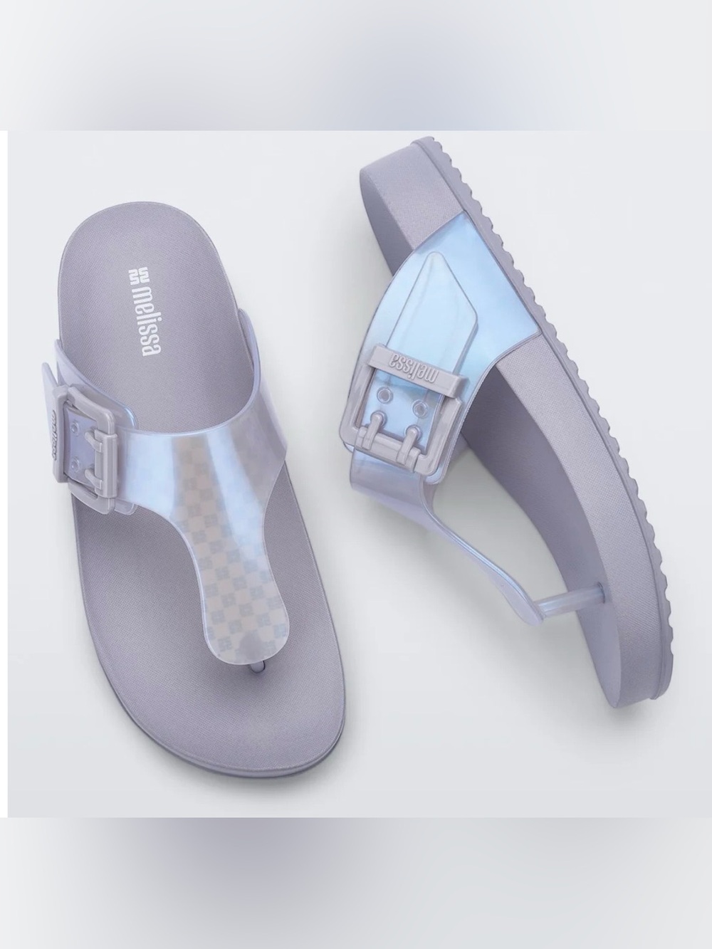 Melissa Cozy Flip Flop size 10 with box, Grey/Pearl Blue